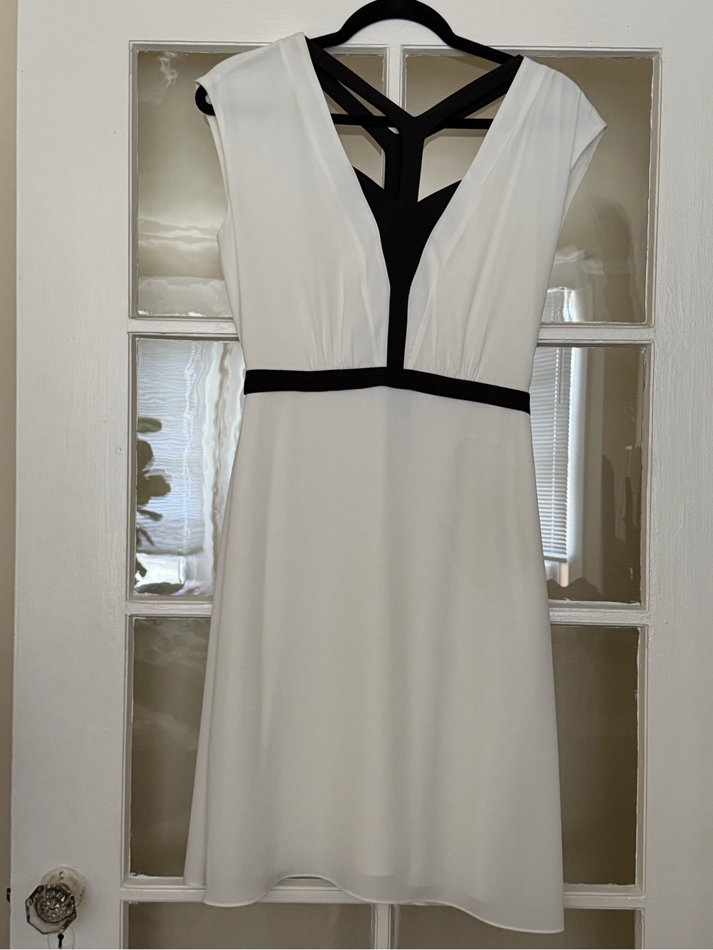 BCBGMaxAzria White Mini Dress with Black Contrast Straps